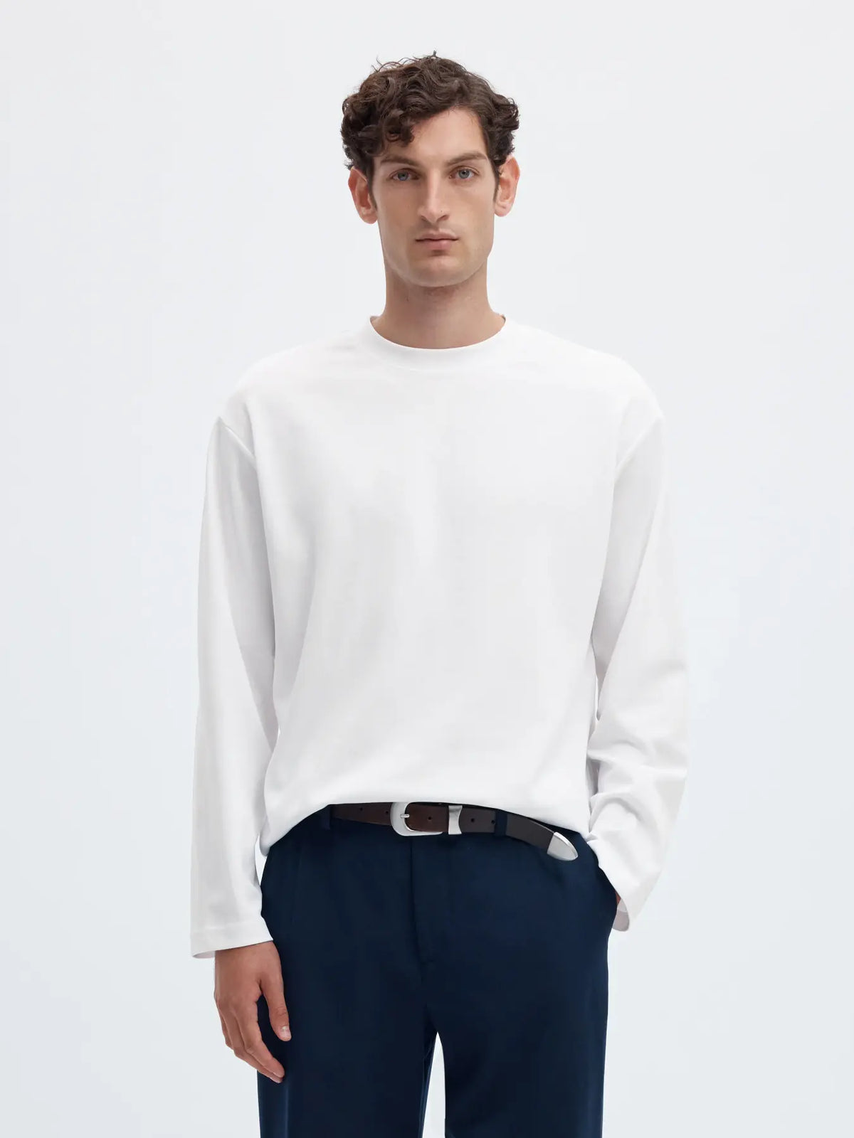 LS O-NECK TEE WHITE