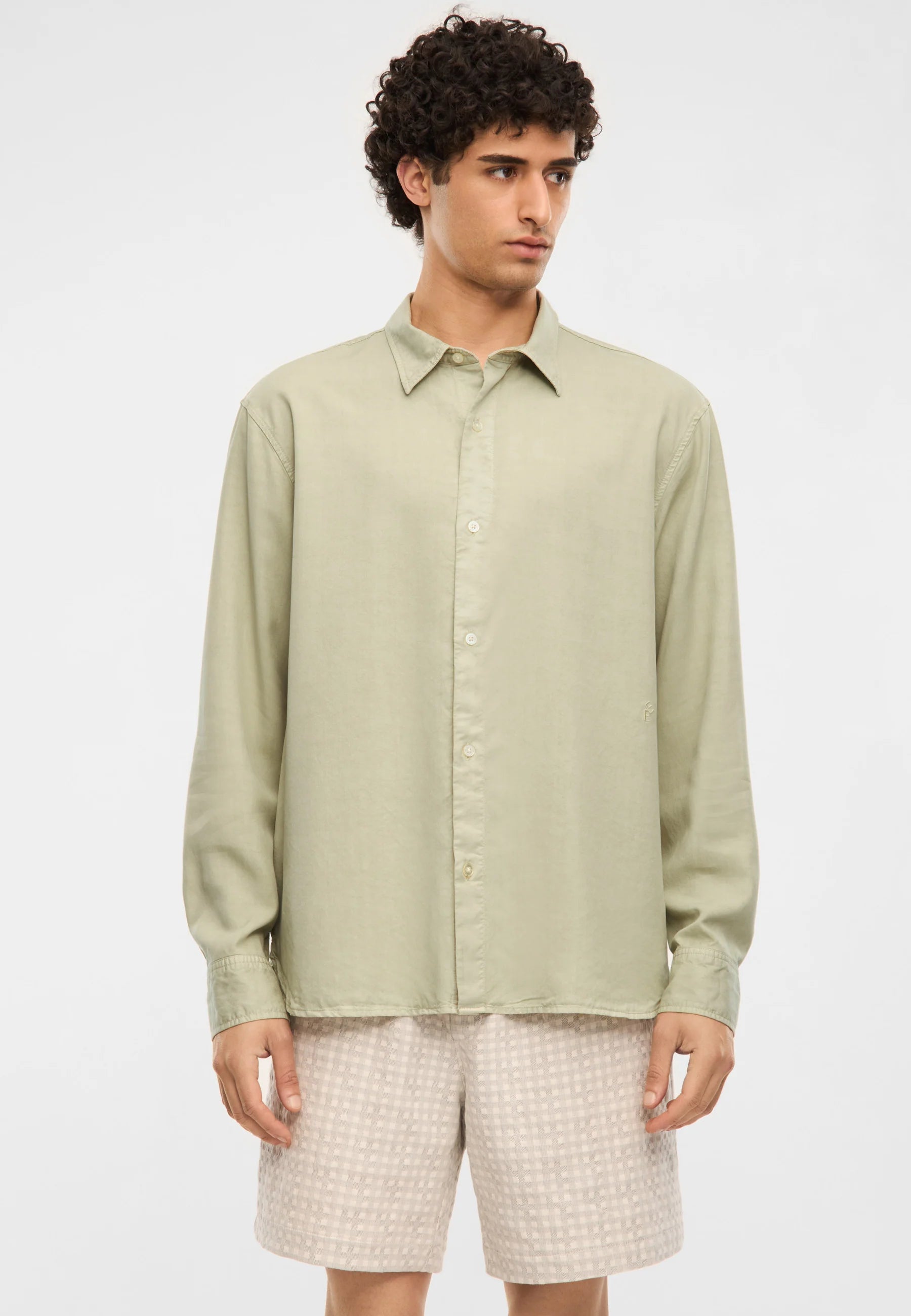 OSSIAN SHIRT LONGSLEEVE SILVER GREEN | ELVINE