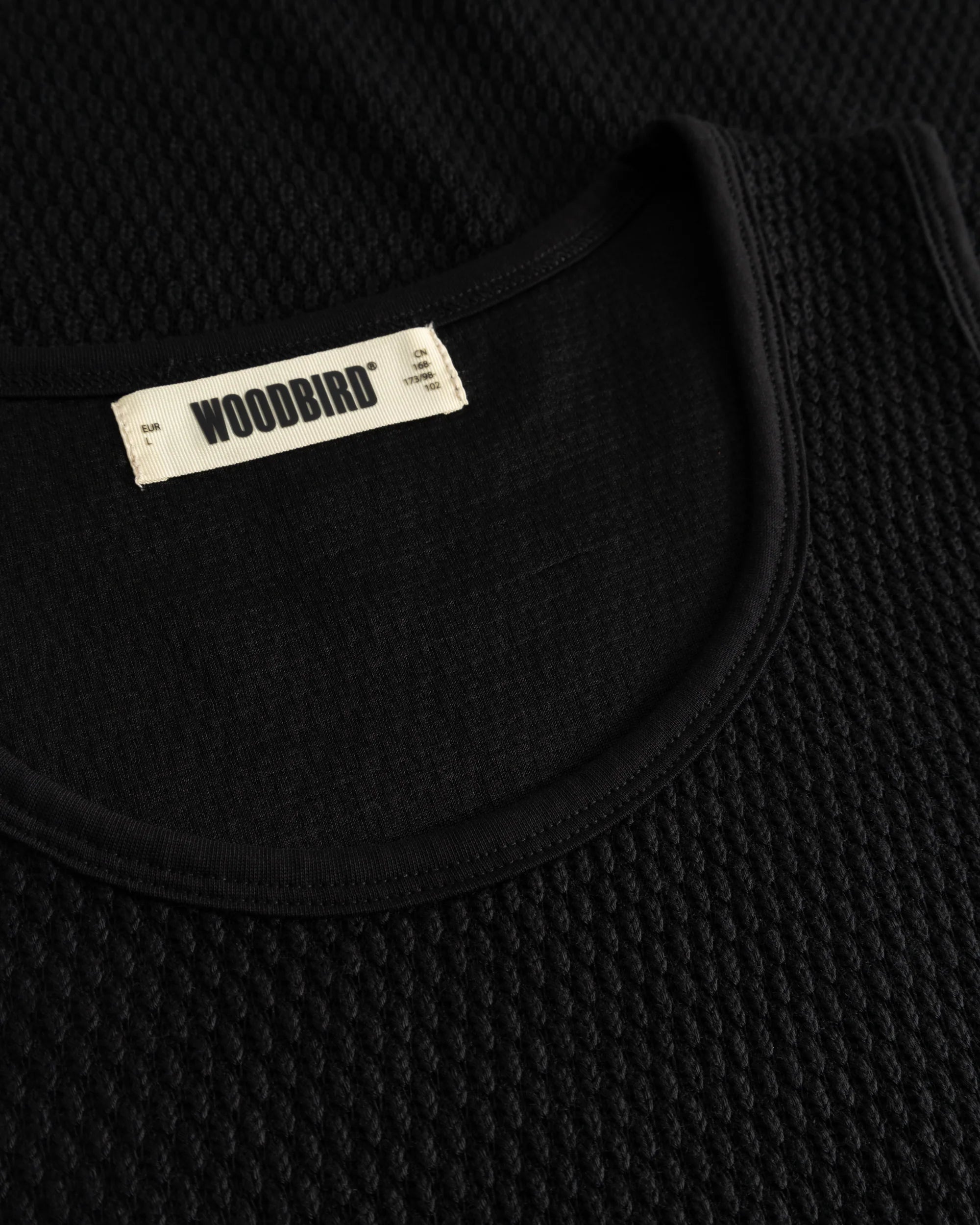 LUNG TANK TOP WAFFLE BLACK | WOODBIRD