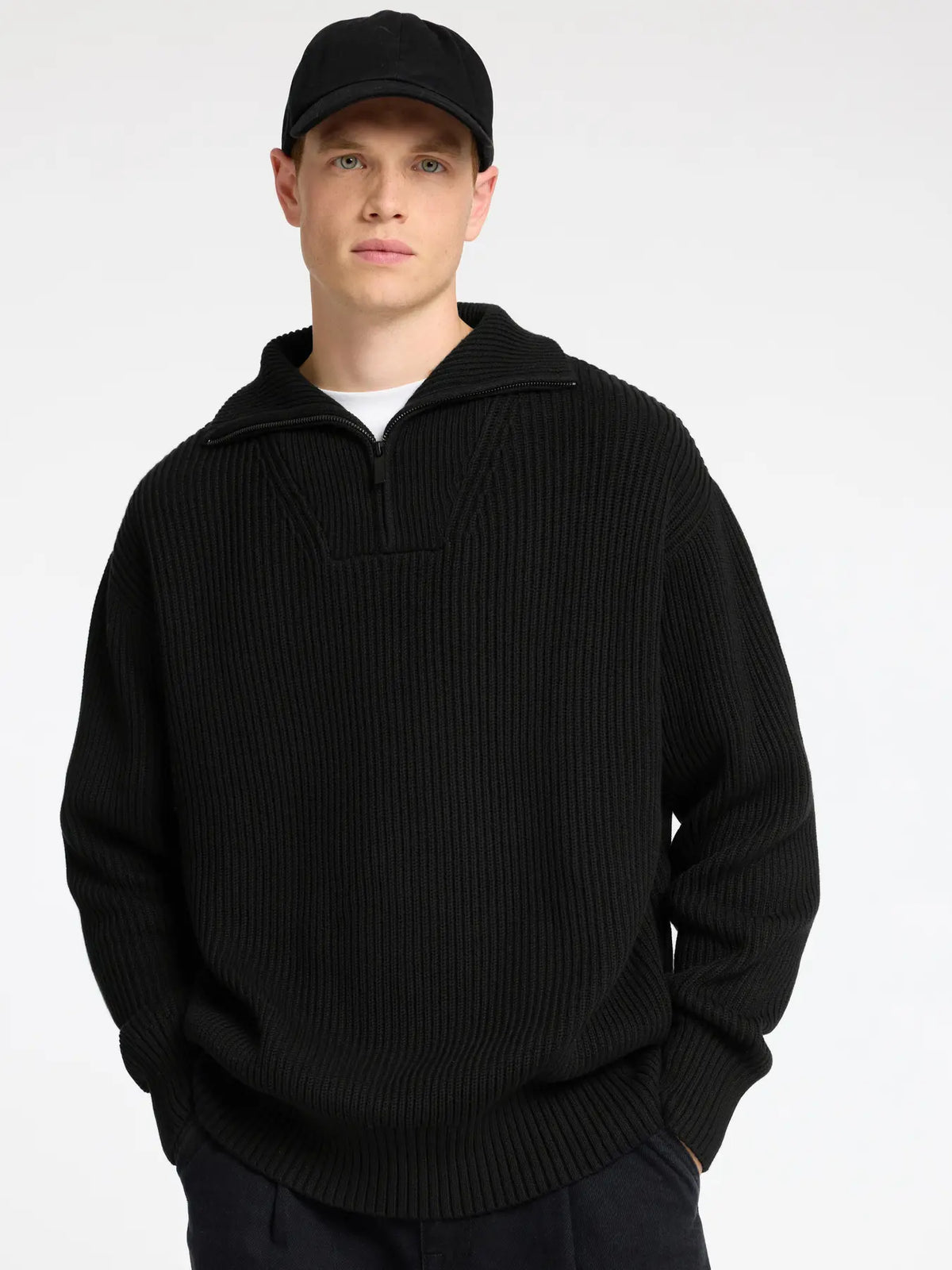 LS KNIT RELAXED HALF ZIP BLACK