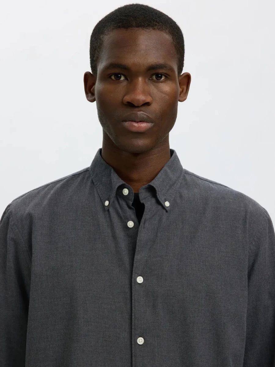 JAY REG LONGSLEEVE SHIRT DARK GREY MELANGE | SELECTED HOMME