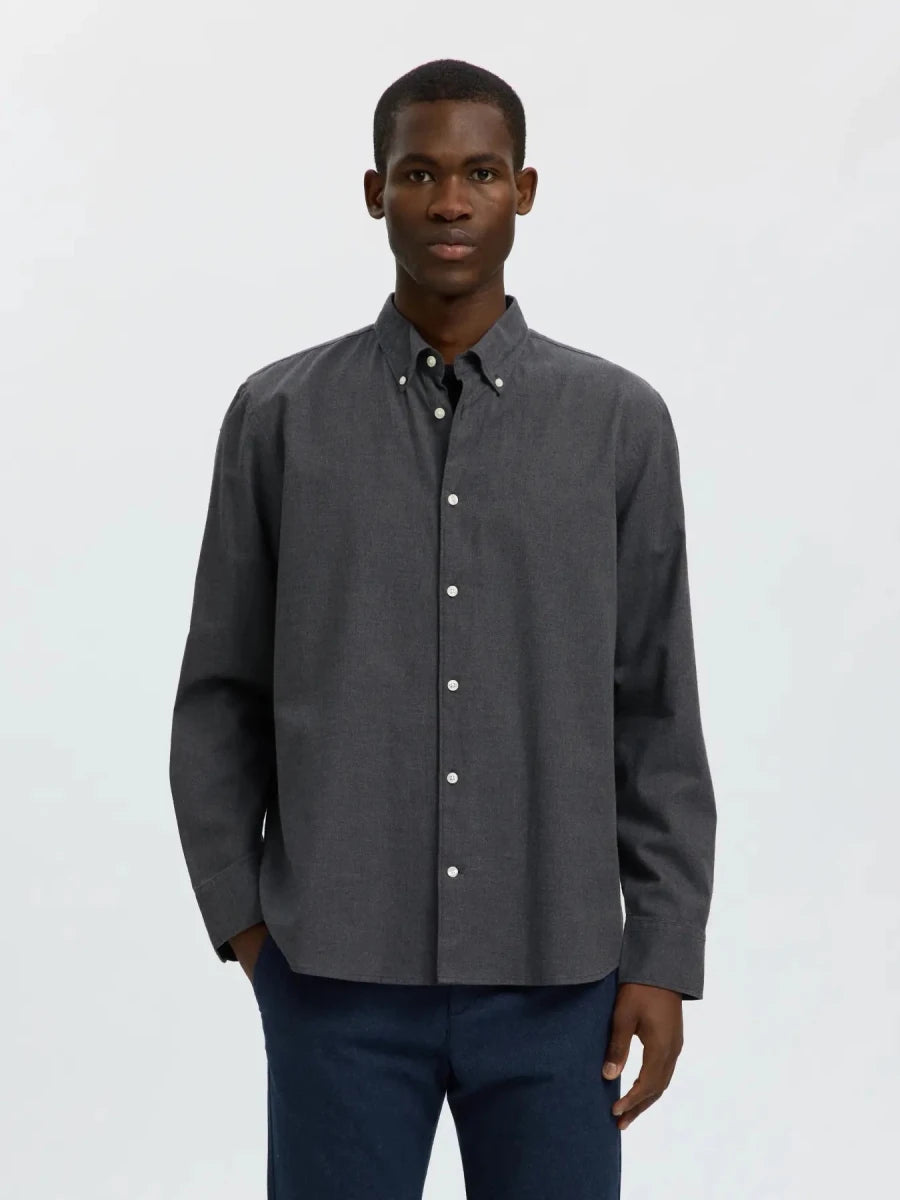 JAY REG LONGSLEEVE SHIRT DARK GREY MELANGE | SELECTED HOMME