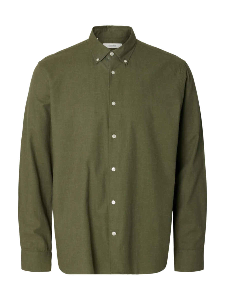 JAY REG LONGSLEEVE SHIRT VETIVER MELANGE | SELECTED HOMME