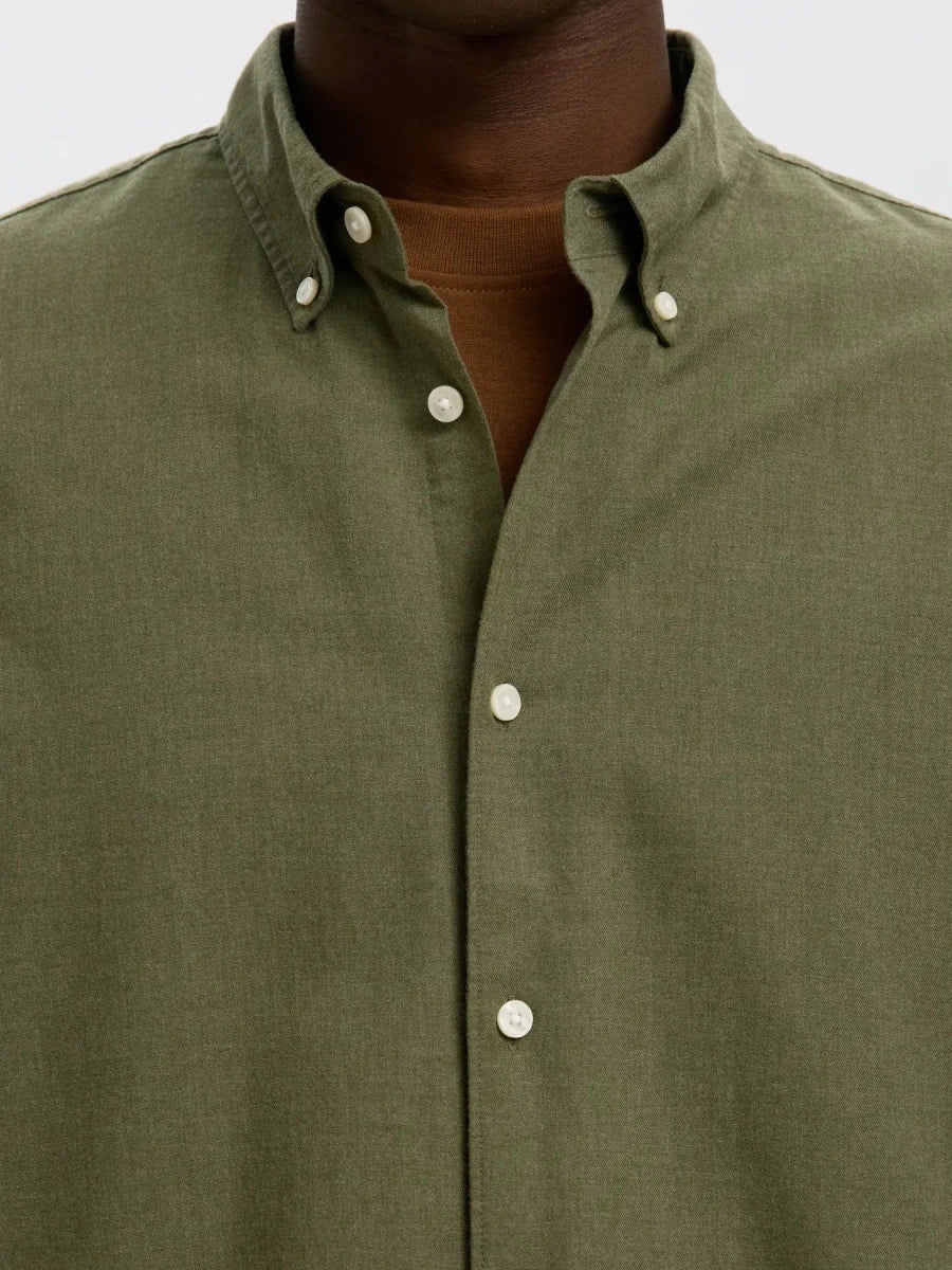 JAY REG LONGSLEEVE SHIRT VETIVER MELANGE | SELECTED HOMME