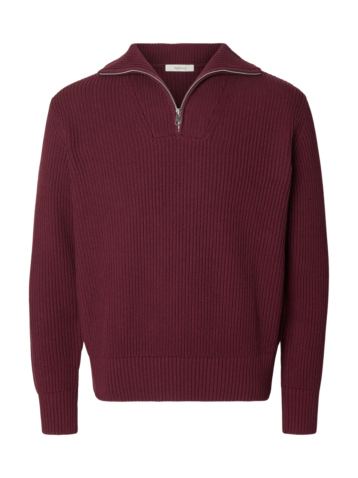 LS KNIT RELAXED HALF ZIP BORDEAUX