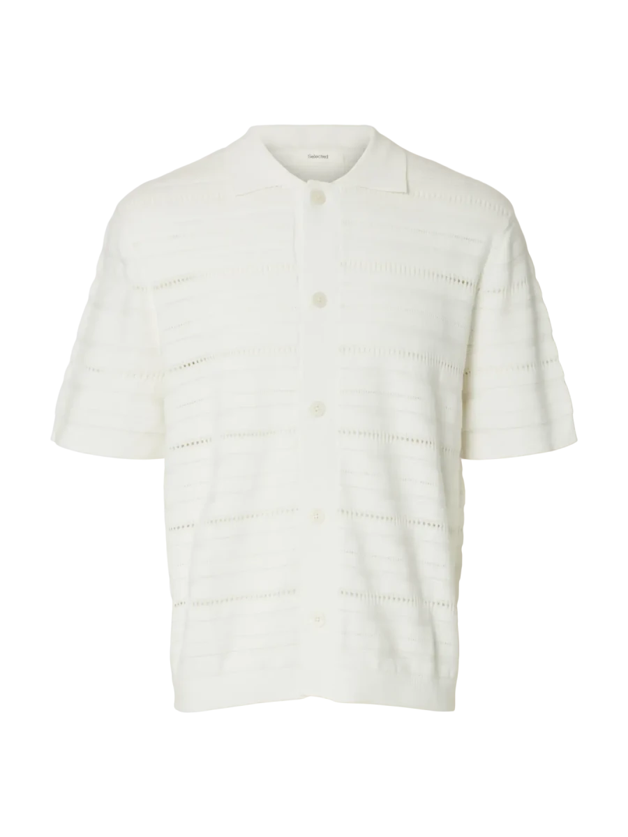 KNIT POLO CARDIGAN OFFWHITE | SELECTED HOMME