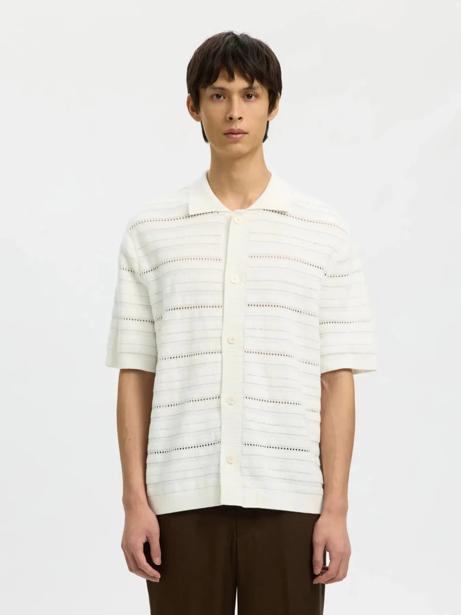 KNIT POLO CARDIGAN OFFWHITE | SELECTED HOMME
