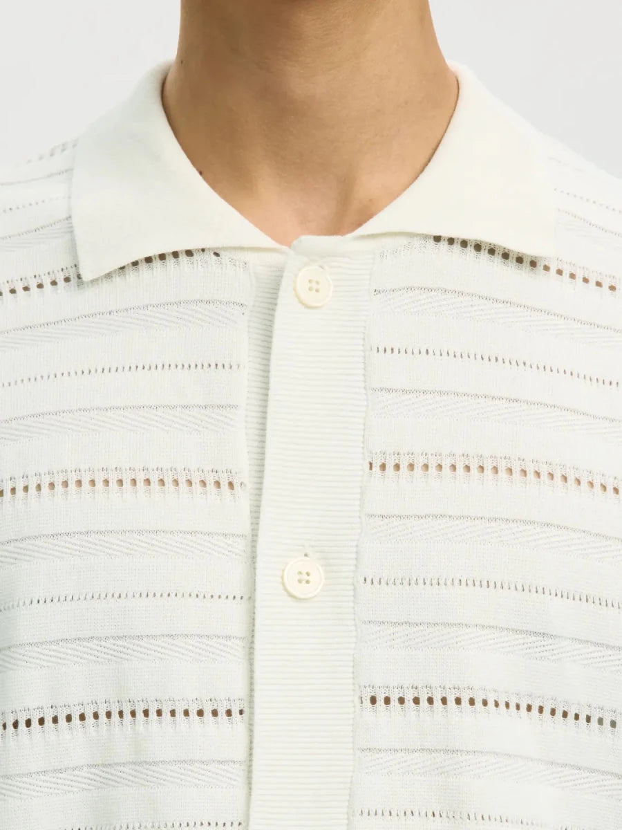 KNIT POLO CARDIGAN OFFWHITE | SELECTED HOMME