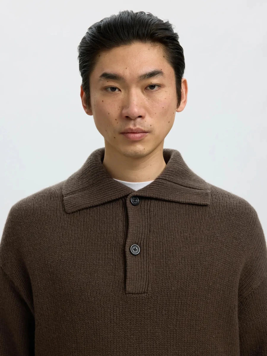 LS KNIT RELAXED POLO COLLAR | SELECTED HOMME