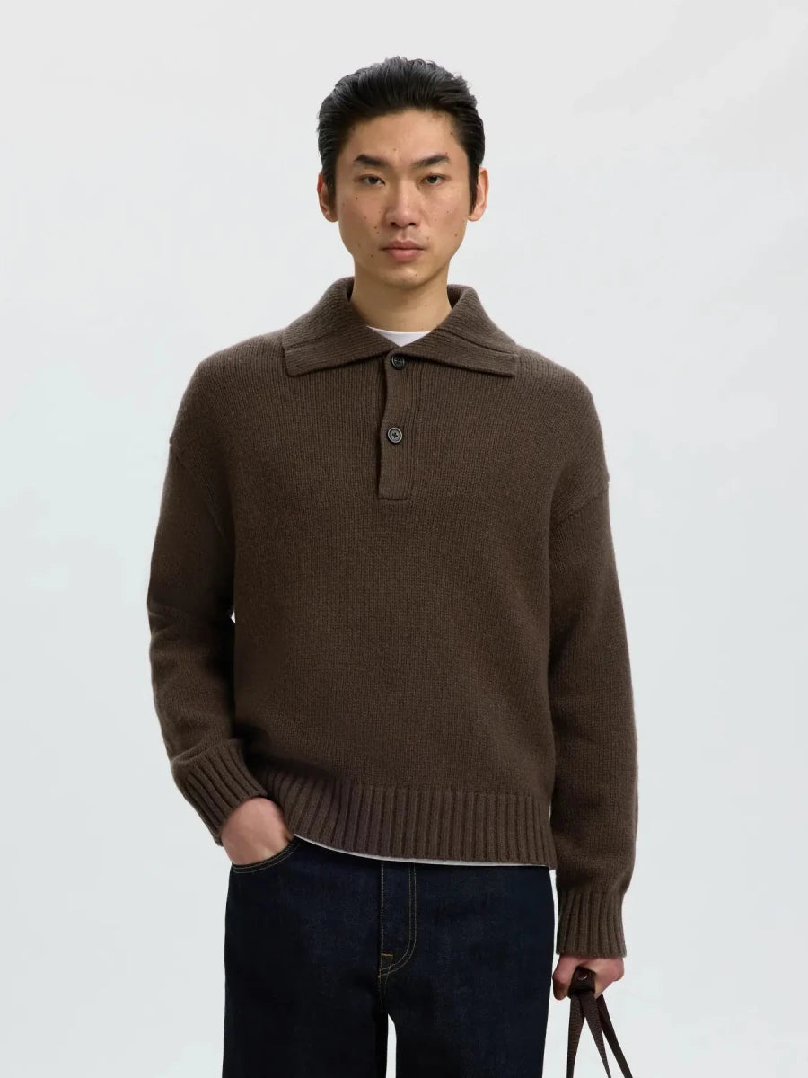 LS KNIT RELAXED POLO COLLAR | SELECTED HOMME