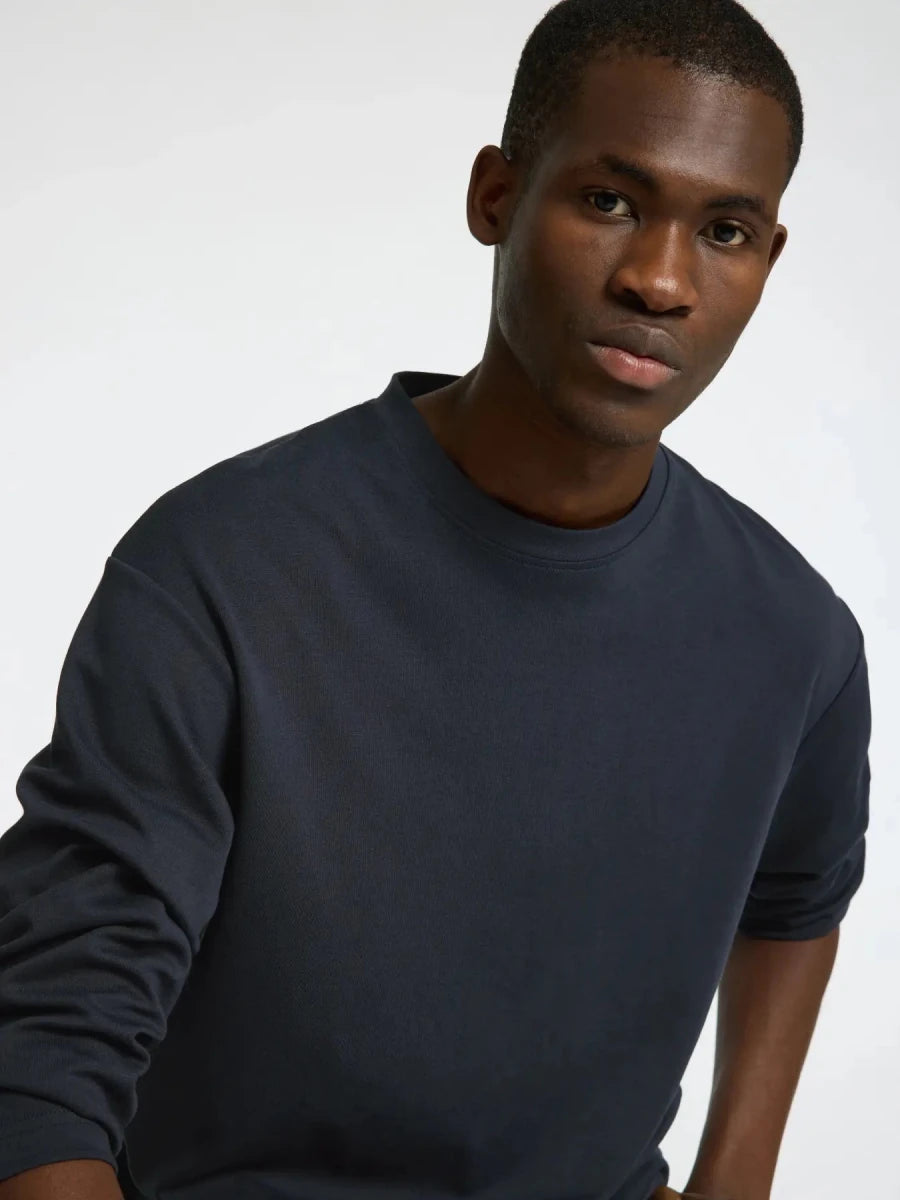 LS O-NECK TEE NAVY | SELECTED HOMME