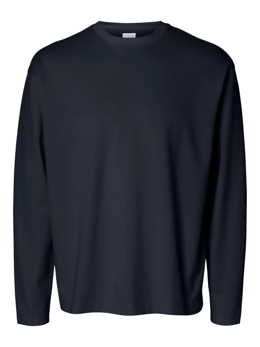 LS O-NECK TEE NAVY | SELECTED HOMME