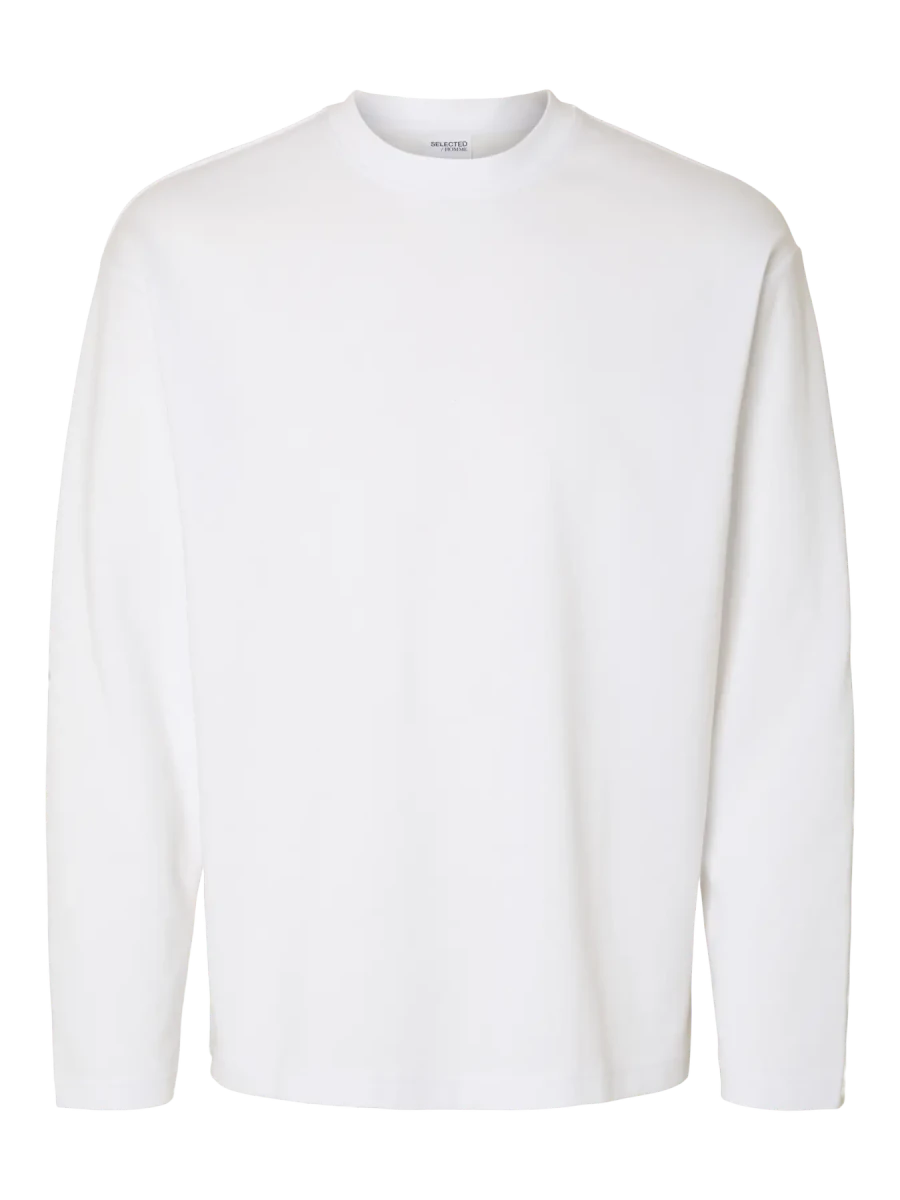LS O-NECK TEE WHITE | SELECTED HOMME