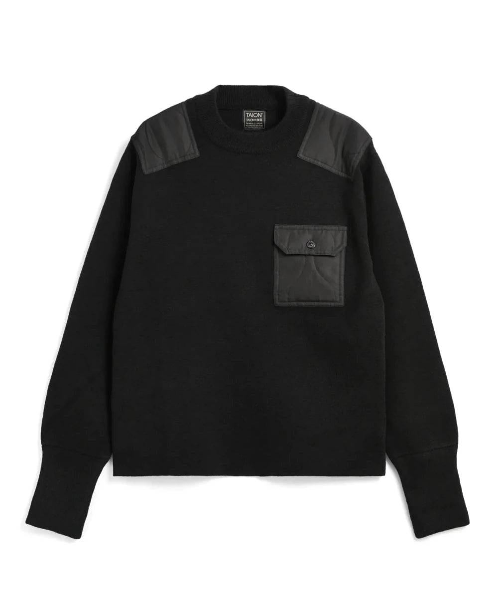 MILITARY CREW NECK KNIT BLACK | TAION