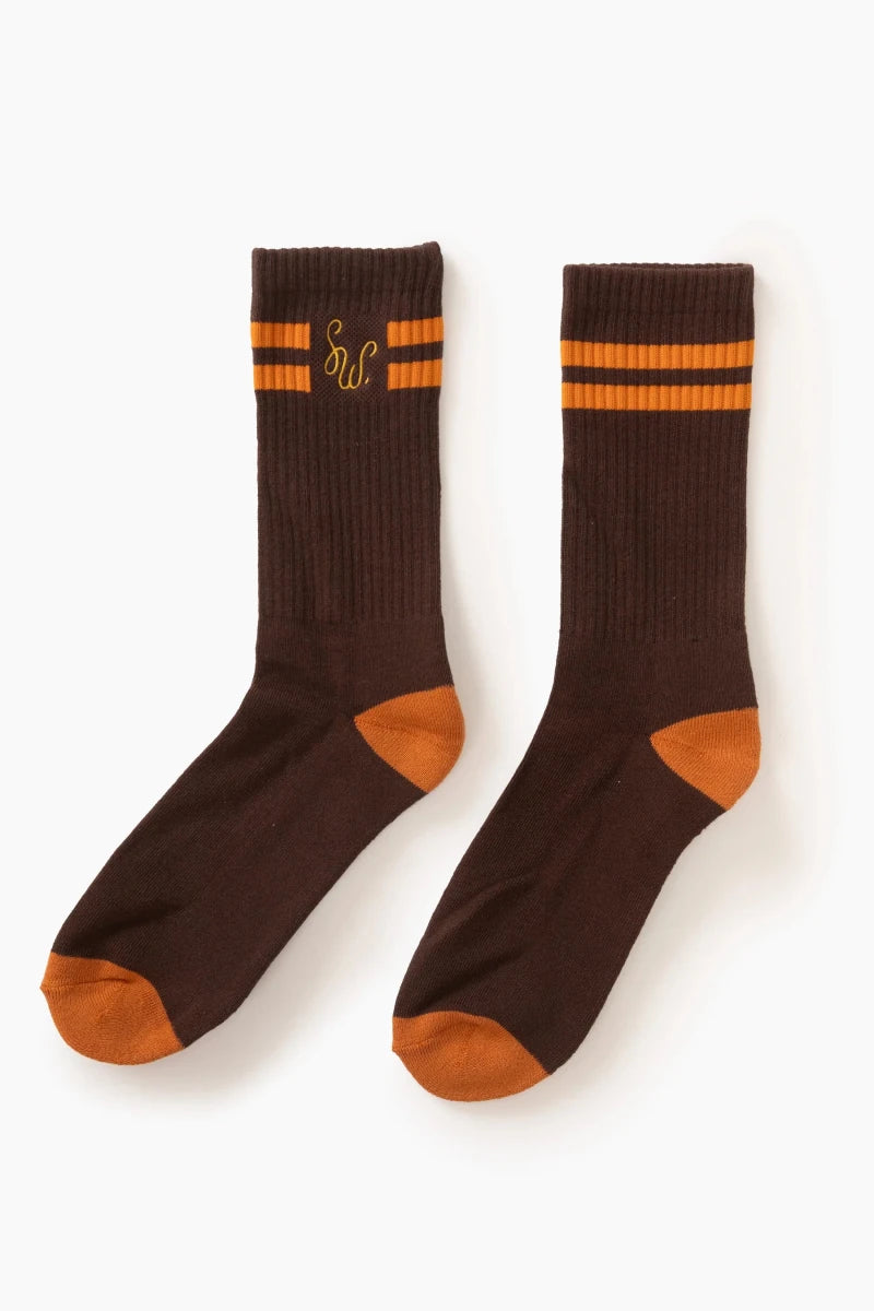 MONOGRAM SOCKS BROWN | SERVICE WORKS