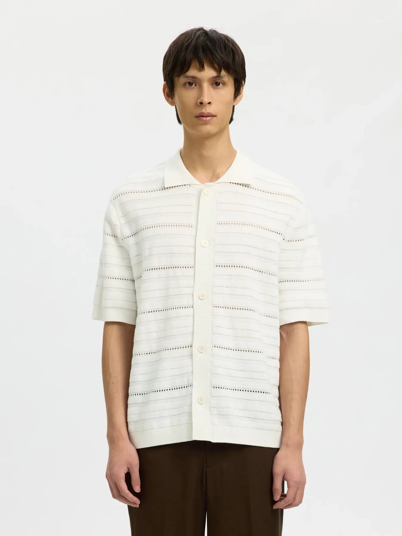 KNIT POLO CARDIGAN OFFWHITE