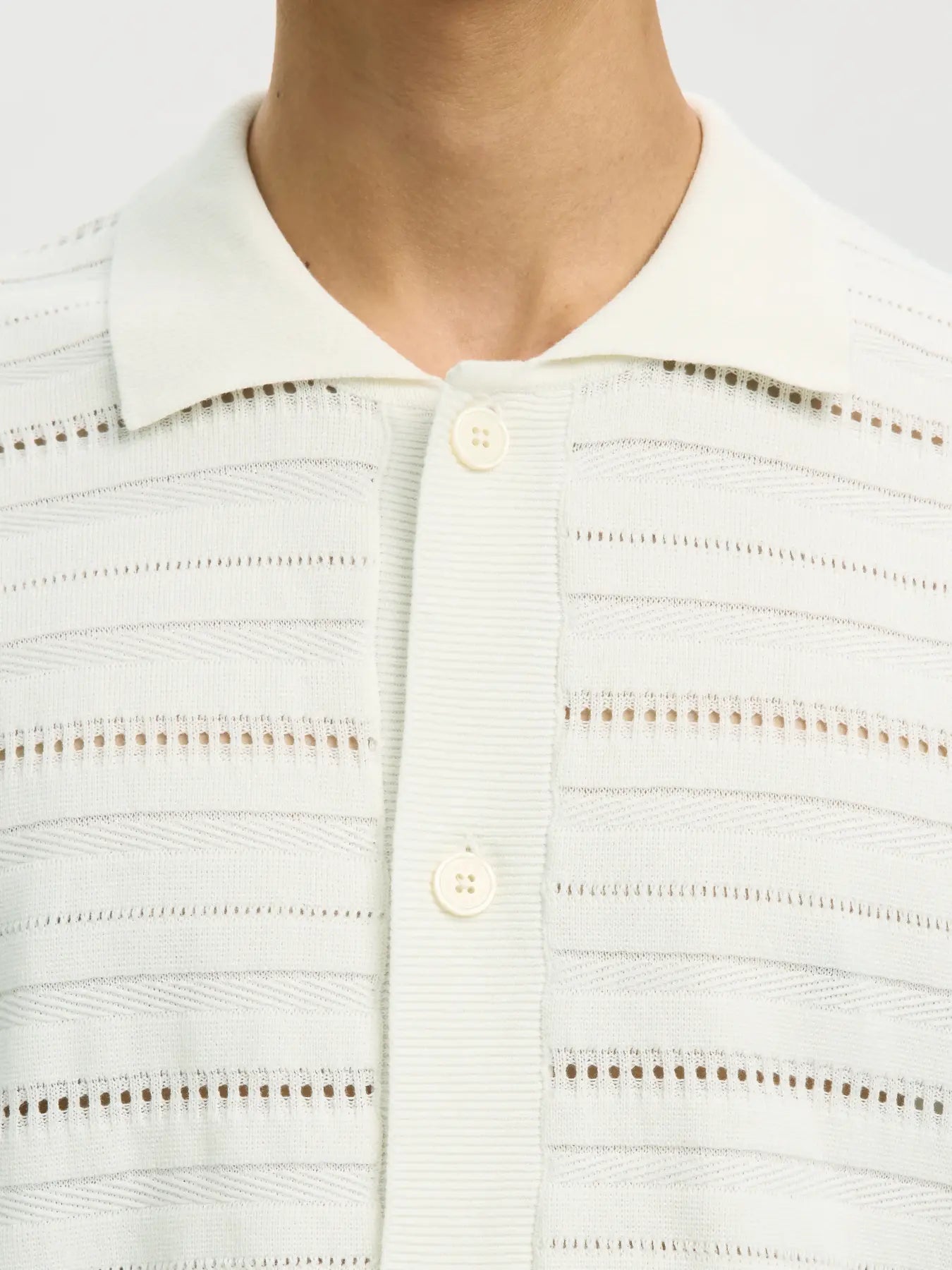 KNIT POLO CARDIGAN OFFWHITE