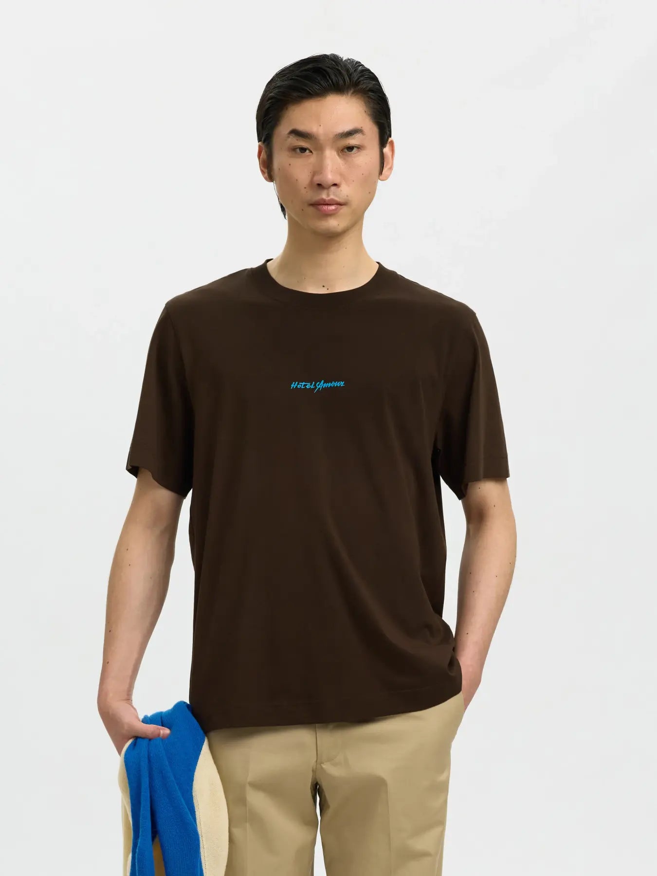 T - SHIRT HOTEL AMOUR BROWN | SELECTED HOMME