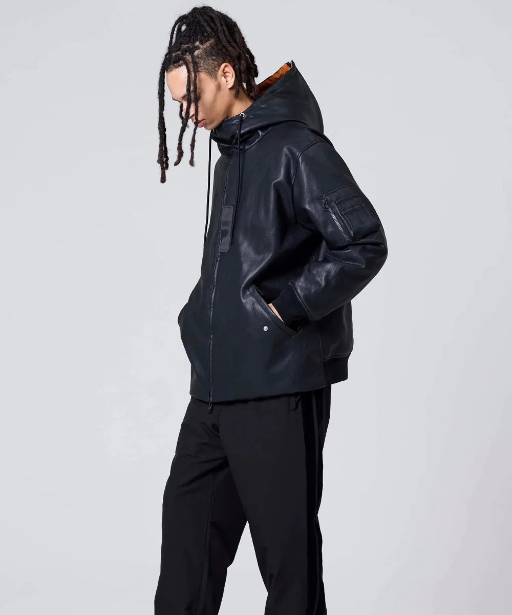 REVERSIBLE N2B FAUX LEATHER DOWN JACKET | TAION