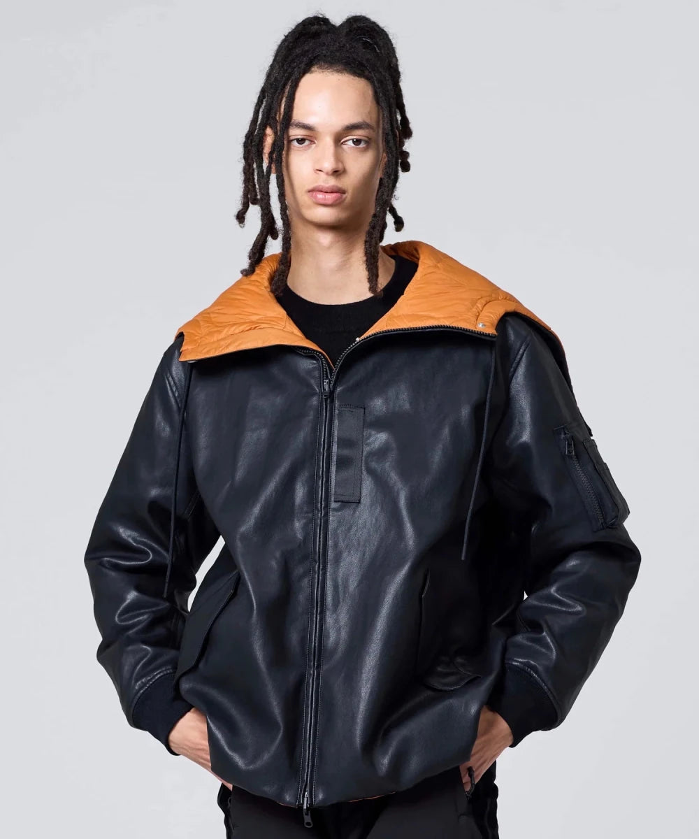 REVERSIBLE N2B FAUX LEATHER DOWN JACKET | TAION