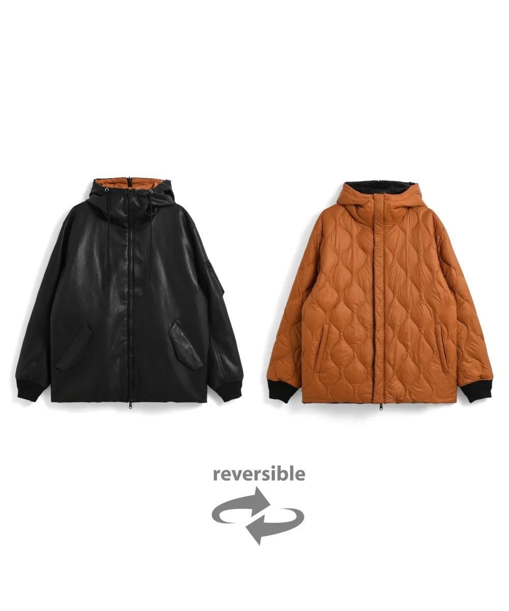 REVERSIBLE N2B FAUX LEATHER DOWN JACKET | TAION