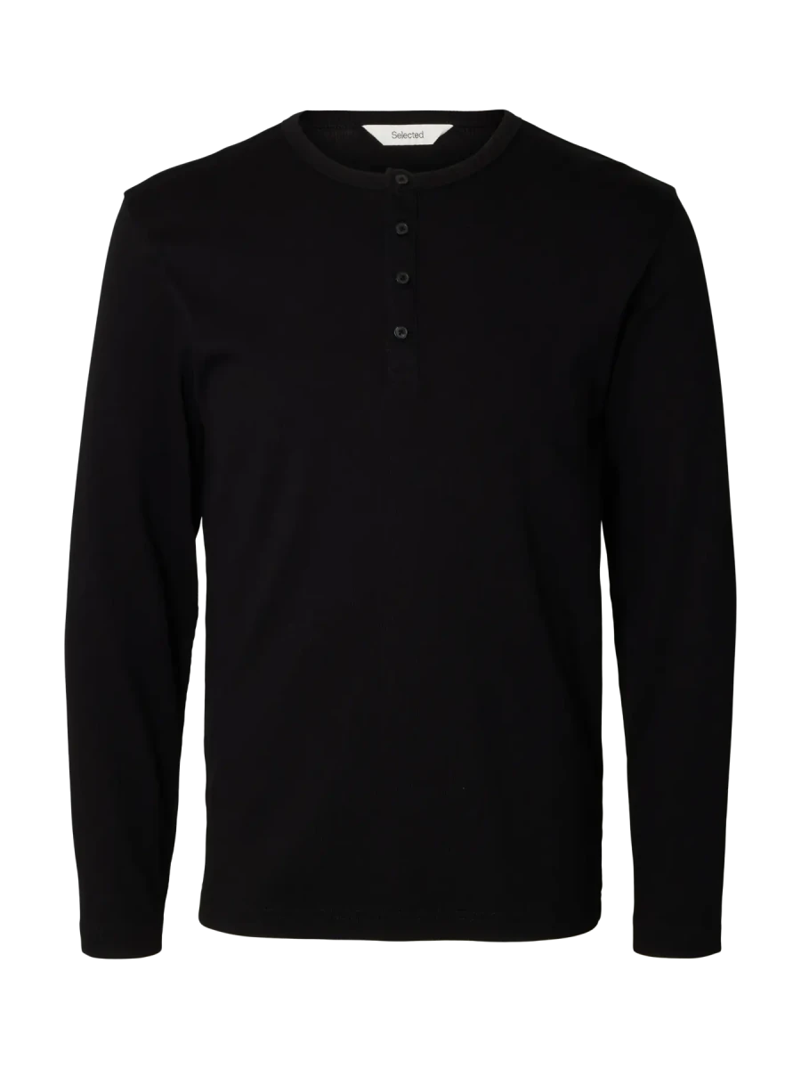 RIB LONGSLEEVE HENLEY T-SHIRT | SELECTED HOMME