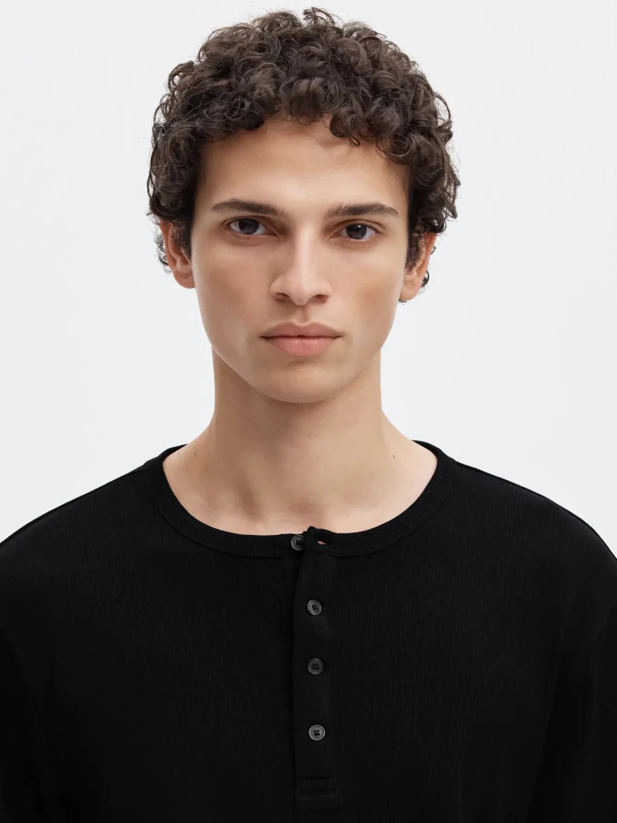 RIB LONGSLEEVE HENLEY T-SHIRT | SELECTED HOMME