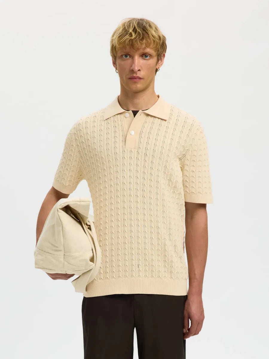 SS KNIT NEW CABLE POLO | SELECTED HOMME