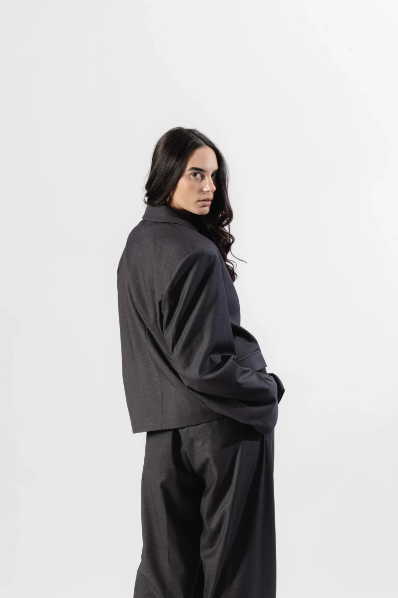 SUIT JACKET CROP GREY | MOOD ONE