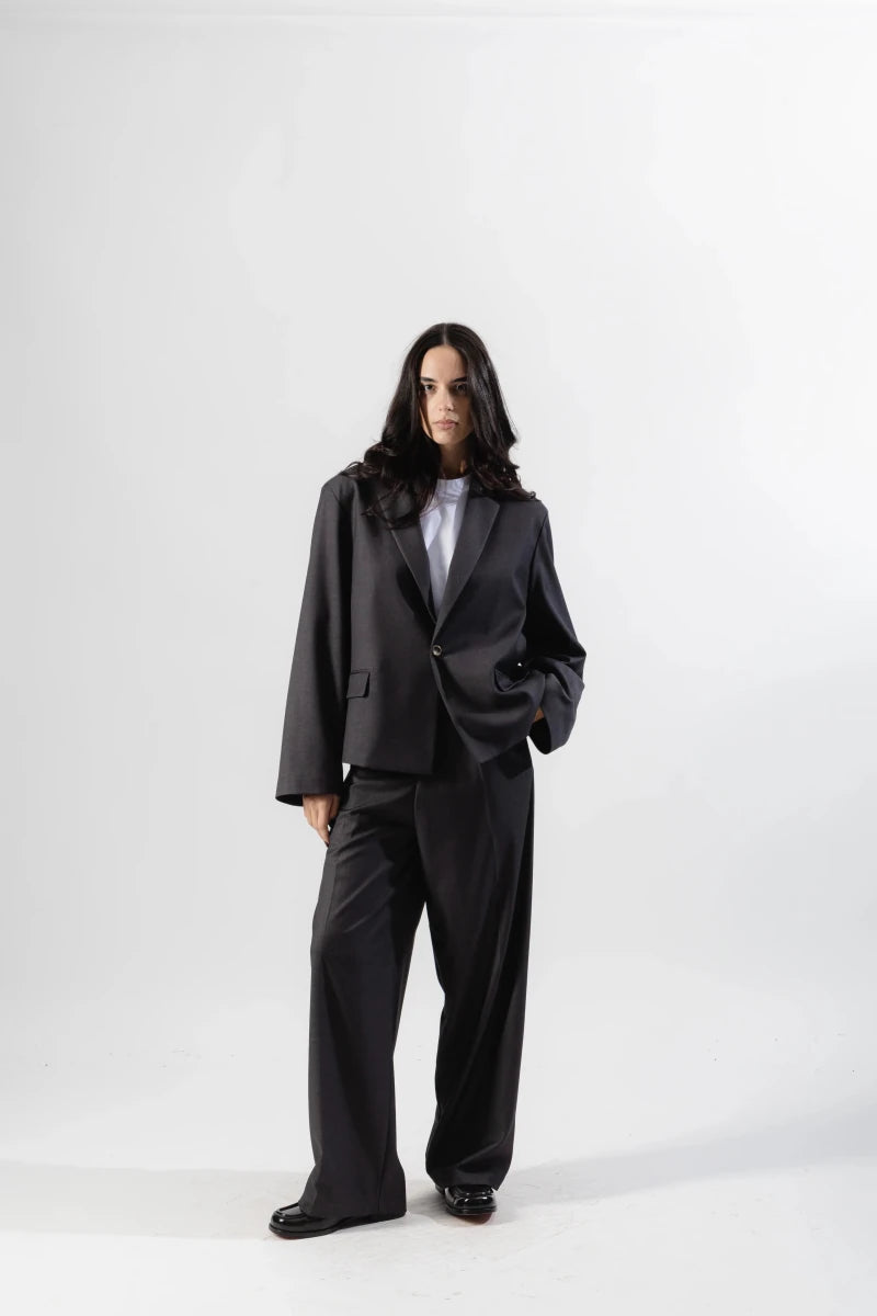 SUIT JACKET CROP GREY | MOOD ONE