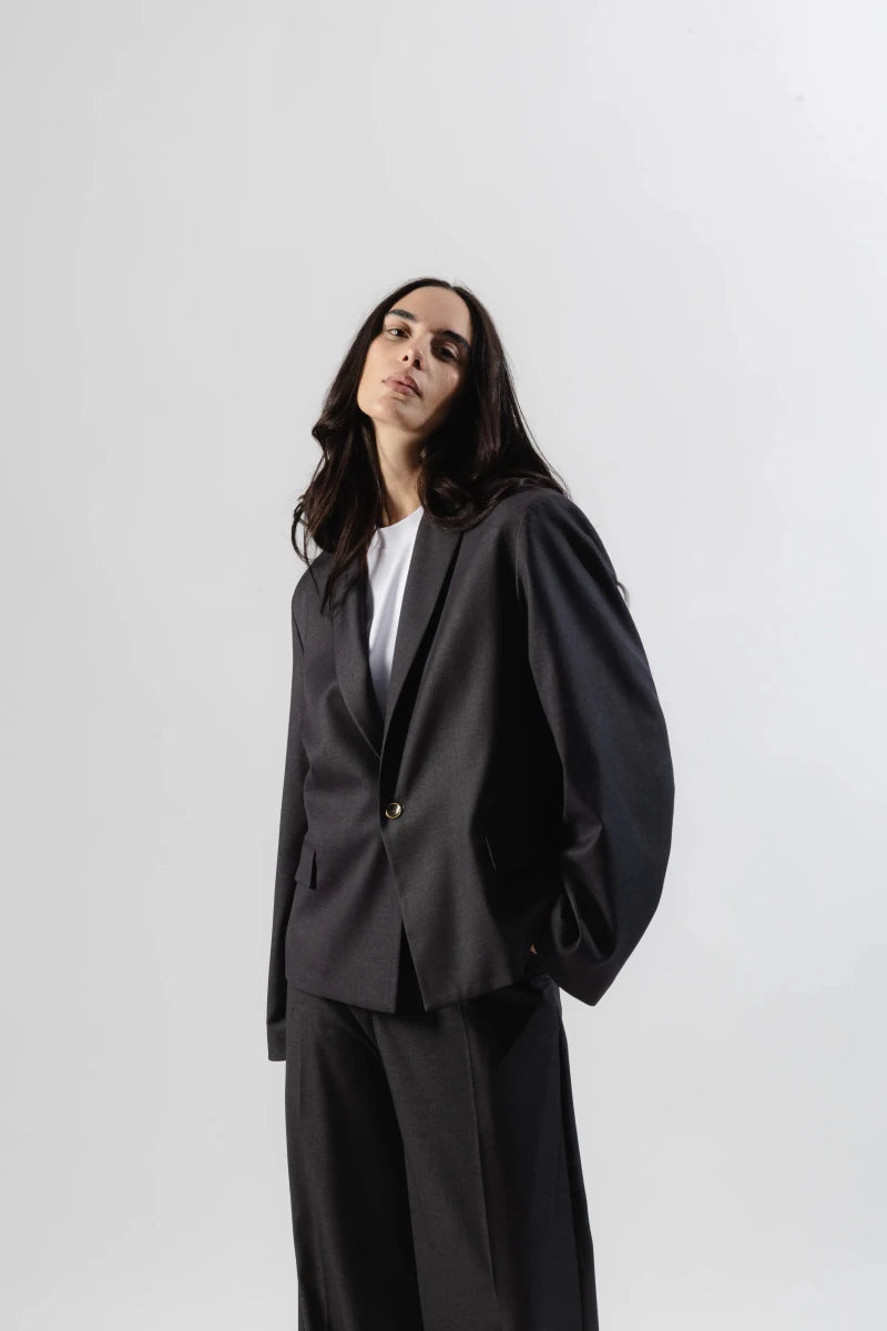 SUIT JACKET CROP GREY | MOOD ONE
