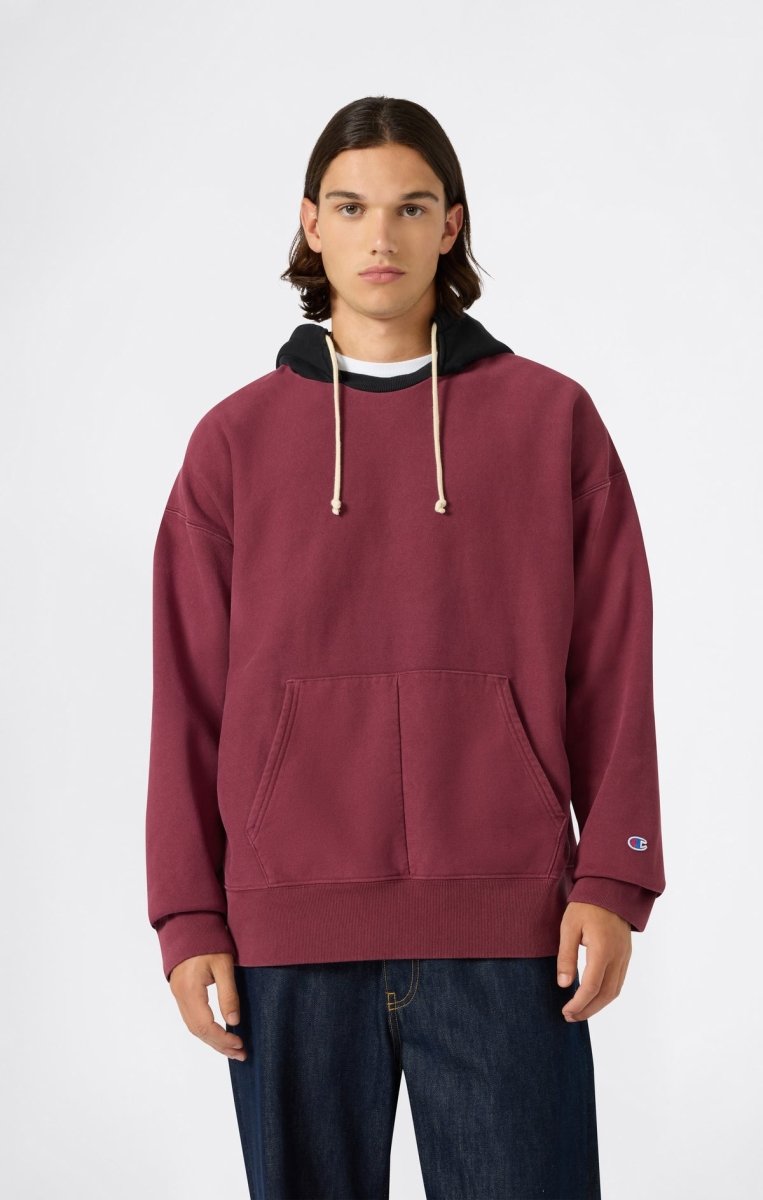 TR ICONIC HOODED SWEATSHIRT REVERSE WEAVE BORDEAUX | CHAMPION PINNACLE
